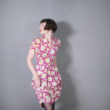 Load image into Gallery viewer, 40s DARK PINK NOVELTY CLOCK FACE PRINT DRESS - XS