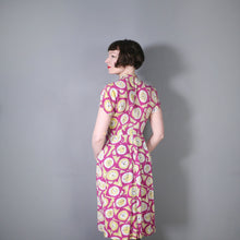 Load image into Gallery viewer, 40s DARK PINK NOVELTY CLOCK FACE PRINT DRESS - XS