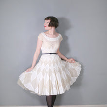 Load image into Gallery viewer, WHITE 50s DIAMOND BRODERIE ANGLAISE PATCHWORK SUMMER DRESS - XS