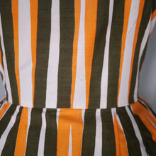 Load image into Gallery viewer, 50s 60s ORANGE STRIPE COTTON FULL SKIRTED SUN DRESS - S