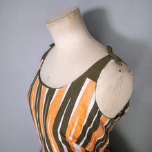 Load image into Gallery viewer, 50s 60s ORANGE STRIPE COTTON FULL SKIRTED SUN DRESS - S