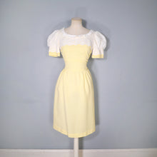 Load image into Gallery viewer, 60s 70s QUAD YELLOW GINGHAM DRESS WITH AMAZING PUFF SLEEVES - XS