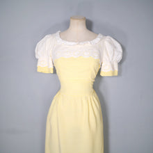 Load image into Gallery viewer, 60s 70s QUAD YELLOW GINGHAM DRESS WITH AMAZING PUFF SLEEVES - XS