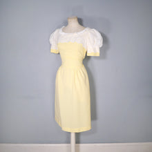 Load image into Gallery viewer, 60s 70s QUAD YELLOW GINGHAM DRESS WITH AMAZING PUFF SLEEVES - XS