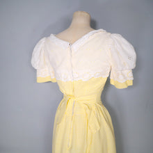 Load image into Gallery viewer, 60s 70s QUAD YELLOW GINGHAM DRESS WITH AMAZING PUFF SLEEVES - XS