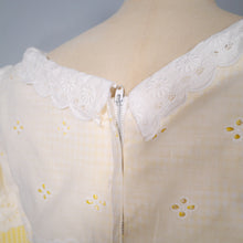 Load image into Gallery viewer, 60s 70s QUAD YELLOW GINGHAM DRESS WITH AMAZING PUFF SLEEVES - XS