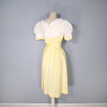 Load image into Gallery viewer, 60s 70s QUAD YELLOW GINGHAM DRESS WITH AMAZING PUFF SLEEVES - XS