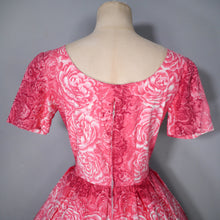 Load image into Gallery viewer, 50s HANDMADE SHADED PINK ROSE FLORAL PRINT COTTON DAY DRESS - XS