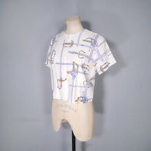 Load image into Gallery viewer, 50s CROPPED NOVELY SWORD / RAPIER PRINT TOP / BLOUSE - M