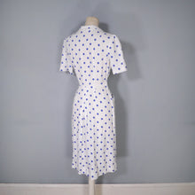 Load image into Gallery viewer, LATE 40s PEGGY PAGE BLUE WHITE POLKA DOT FITTED DAY DRESS - S