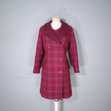 Load image into Gallery viewer, 60s RESETA DARK BURGUNDY, RED AND PINK WELSH TAPESTRY DRESS AND COAT SET - M