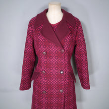 Load image into Gallery viewer, 60s RESETA DARK BURGUNDY, RED AND PINK WELSH TAPESTRY DRESS AND COAT SET - M