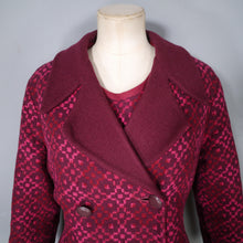 Load image into Gallery viewer, 60s RESETA DARK BURGUNDY, RED AND PINK WELSH TAPESTRY DRESS AND COAT SET - M