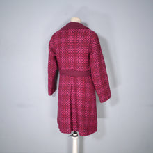 Load image into Gallery viewer, 60s RESETA DARK BURGUNDY, RED AND PINK WELSH TAPESTRY DRESS AND COAT SET - M