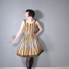 Load image into Gallery viewer, 50s 60s ORANGE STRIPE COTTON FULL SKIRTED SUN DRESS - S