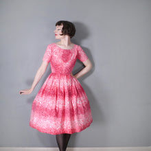 Load image into Gallery viewer, 50s HANDMADE SHADED PINK ROSE FLORAL PRINT COTTON DAY DRESS - XS