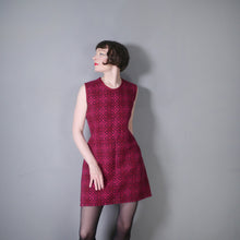 Load image into Gallery viewer, 60s RESETA DARK BURGUNDY, RED AND PINK WELSH TAPESTRY DRESS AND COAT SET - M