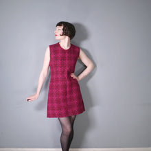 Load image into Gallery viewer, 60s RESETA DARK BURGUNDY, RED AND PINK WELSH TAPESTRY DRESS AND COAT SET - M