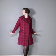 Load image into Gallery viewer, 60s RESETA DARK BURGUNDY, RED AND PINK WELSH TAPESTRY DRESS AND COAT SET - M