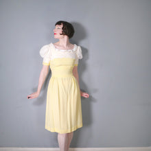 Load image into Gallery viewer, 60s 70s QUAD YELLOW GINGHAM DRESS WITH AMAZING PUFF SLEEVES - XS