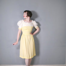 Load image into Gallery viewer, 60s 70s QUAD YELLOW GINGHAM DRESS WITH AMAZING PUFF SLEEVES - XS