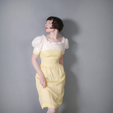 Load image into Gallery viewer, 60s 70s QUAD YELLOW GINGHAM DRESS WITH AMAZING PUFF SLEEVES - XS