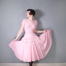 Load image into Gallery viewer, 50s PINK GINGHAM FULL SKIRTED COTTON DRESS WITH RICRAC TIERS - XS