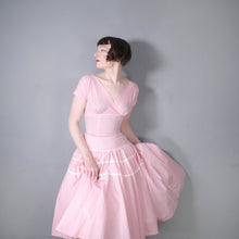 Load image into Gallery viewer, 50s PINK GINGHAM FULL SKIRTED COTTON DRESS WITH RICRAC TIERS - XS