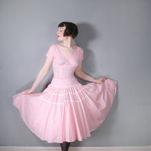 Load image into Gallery viewer, 50s PINK GINGHAM FULL SKIRTED COTTON DRESS WITH RICRAC TIERS - XS