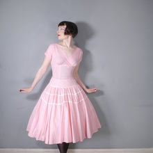 Load image into Gallery viewer, 50s PINK GINGHAM FULL SKIRTED COTTON DRESS WITH RICRAC TIERS - XS