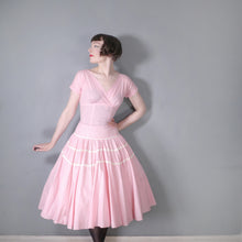 Load image into Gallery viewer, 50s PINK GINGHAM FULL SKIRTED COTTON DRESS WITH RICRAC TIERS - XS