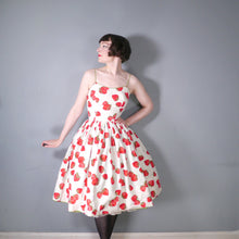 Load image into Gallery viewer, 50s REVERSIBLE STRAWBERRY PRINT AND SOLID GREEN SUN DRESS - XS