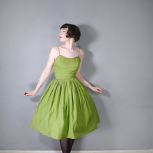 Load image into Gallery viewer, 50s REVERSIBLE STRAWBERRY PRINT AND SOLID GREEN SUN DRESS - XS