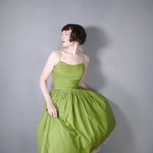 Load image into Gallery viewer, 50s REVERSIBLE STRAWBERRY PRINT AND SOLID GREEN SUN DRESS - XS