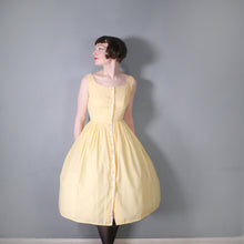 Load image into Gallery viewer, 50s 60s LIGHTEST COTTON YELLOW GINGHAM BUTTON THROUGH SUN DRESS - S