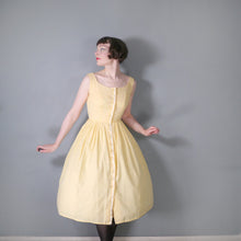 Load image into Gallery viewer, 50s 60s LIGHTEST COTTON YELLOW GINGHAM BUTTON THROUGH SUN DRESS - S