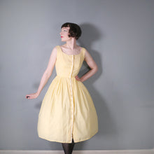 Load image into Gallery viewer, 50s 60s LIGHTEST COTTON YELLOW GINGHAM BUTTON THROUGH SUN DRESS - S