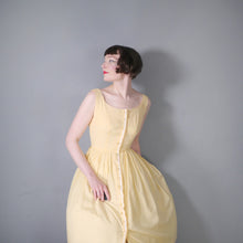 Load image into Gallery viewer, 50s 60s LIGHTEST COTTON YELLOW GINGHAM BUTTON THROUGH SUN DRESS - S