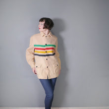 Load image into Gallery viewer, 60s HUDSON BAY POINT BLANKET WOOL COAT WITH COLOURED STRIPES - M