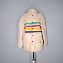 Load image into Gallery viewer, 60s HUDSON BAY POINT BLANKET WOOL COAT WITH COLOURED STRIPES - M