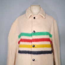 Load image into Gallery viewer, 60s HUDSON BAY POINT BLANKET WOOL COAT WITH COLOURED STRIPES - M