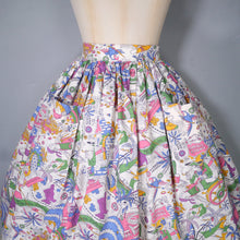 Load image into Gallery viewer, 60s TREASURE ISLAND NOVELTY PIRATE PRINT FULL COTTON SKIRT - 26&quot;