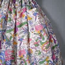 Load image into Gallery viewer, 60s TREASURE ISLAND NOVELTY PIRATE PRINT FULL COTTON SKIRT - 26&quot;