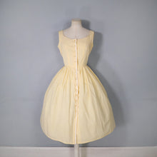 Load image into Gallery viewer, 50s 60s LIGHTEST COTTON YELLOW GINGHAM BUTTON THROUGH SUN DRESS - S