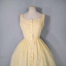 Load image into Gallery viewer, 50s 60s LIGHTEST COTTON YELLOW GINGHAM BUTTON THROUGH SUN DRESS - S