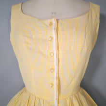 Load image into Gallery viewer, 50s 60s LIGHTEST COTTON YELLOW GINGHAM BUTTON THROUGH SUN DRESS - S