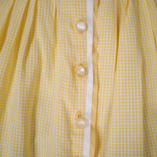 Load image into Gallery viewer, 50s 60s LIGHTEST COTTON YELLOW GINGHAM BUTTON THROUGH SUN DRESS - S