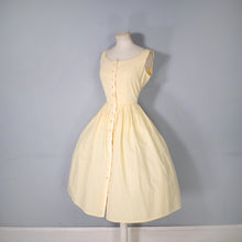 Load image into Gallery viewer, 50s 60s LIGHTEST COTTON YELLOW GINGHAM BUTTON THROUGH SUN DRESS - S