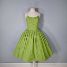 Load image into Gallery viewer, 50s REVERSIBLE STRAWBERRY PRINT AND SOLID GREEN SUN DRESS - XS