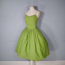 Load image into Gallery viewer, 50s REVERSIBLE STRAWBERRY PRINT AND SOLID GREEN SUN DRESS - XS